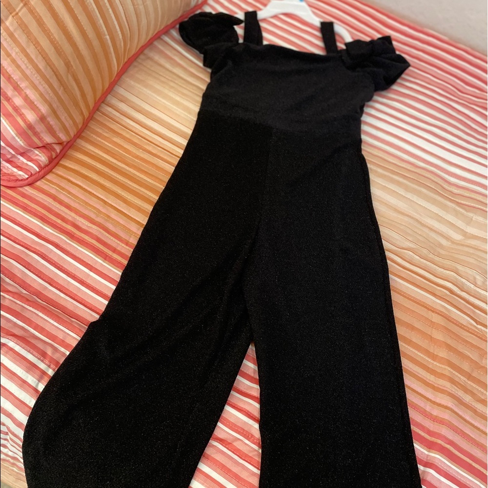 Girls black jumpsuit with bows